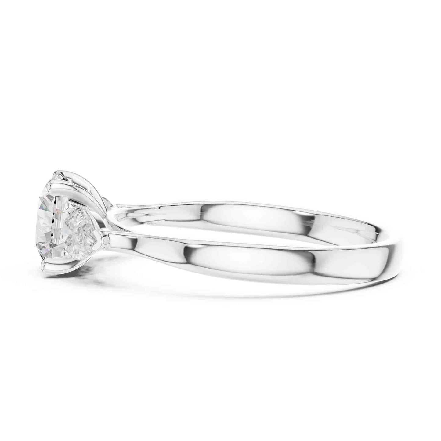 1 Carat Round Cut Diamond Ring with Pear Side Stones