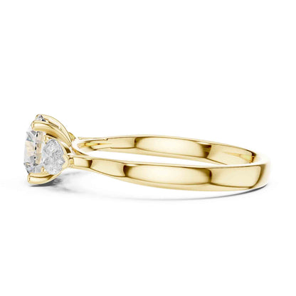 1 Carat Round Cut Diamond Ring with Pear Side Stones