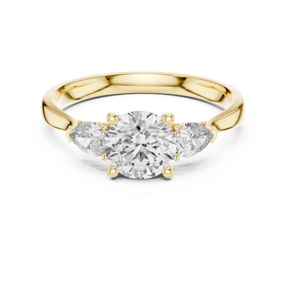 1 Carat Round Cut Diamond Ring with Pear Side Stones