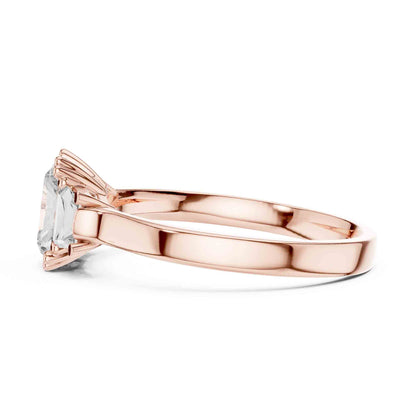 1 Carat Radiant Cut Lab Grown Diamond Three Stone Engagement Ring, Trapezoid Side Diamonds