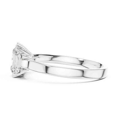 1 Carat Radiant Cut Lab Grown Diamond Three Stone Engagement Ring, Trapezoid Side Diamonds