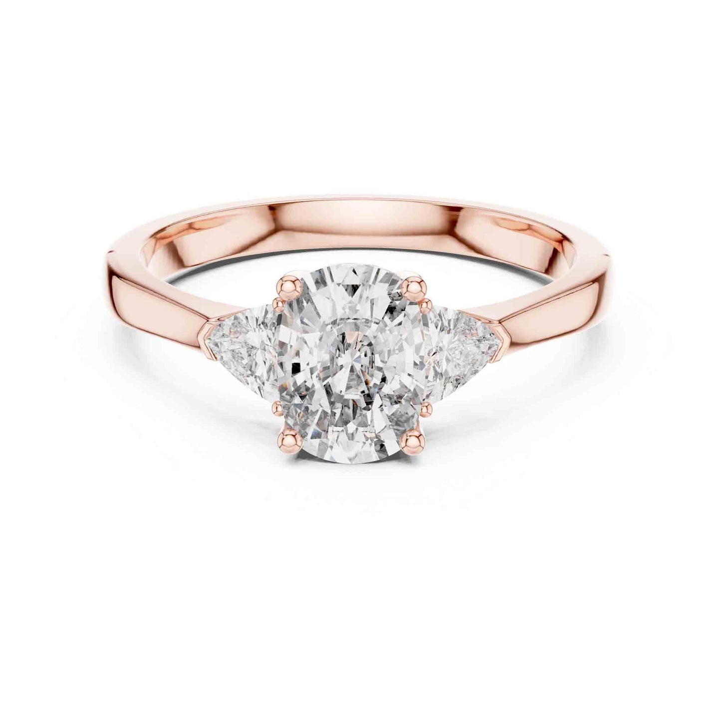 1 Carat Oval Brilliant & Trillion Three-Stone Lab Grown Diamond Ring