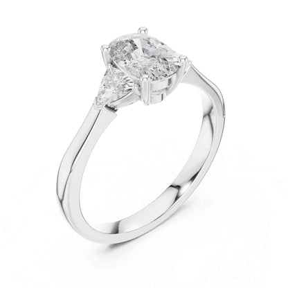 1 Carat Oval Brilliant & Trillion Three-Stone Lab Grown Diamond Ring