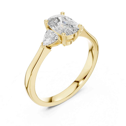 1 Carat Oval Brilliant & Trillion Three-Stone Lab Grown Diamond Ring