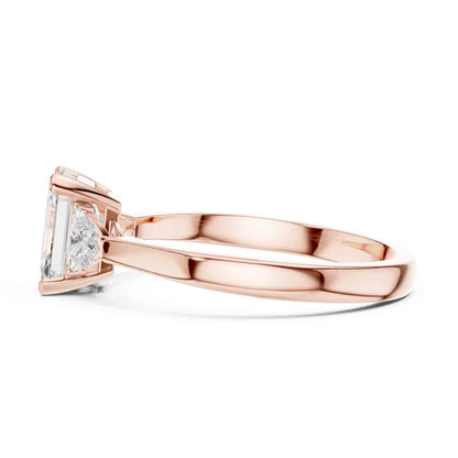 1 Carat Emerald Cut Lab Grown Diamond with Trillion Side Stones