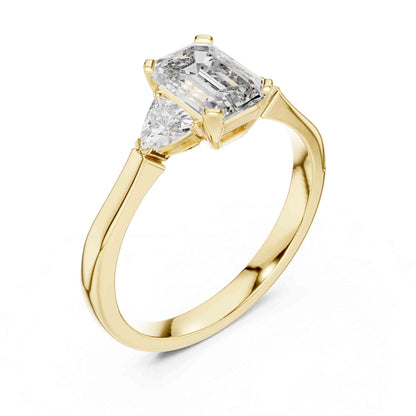 1 Carat Emerald Cut Lab Grown Diamond with Trillion Side Stones