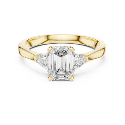 1 Carat Emerald Cut Lab Grown Diamond with Trillion Side Stones