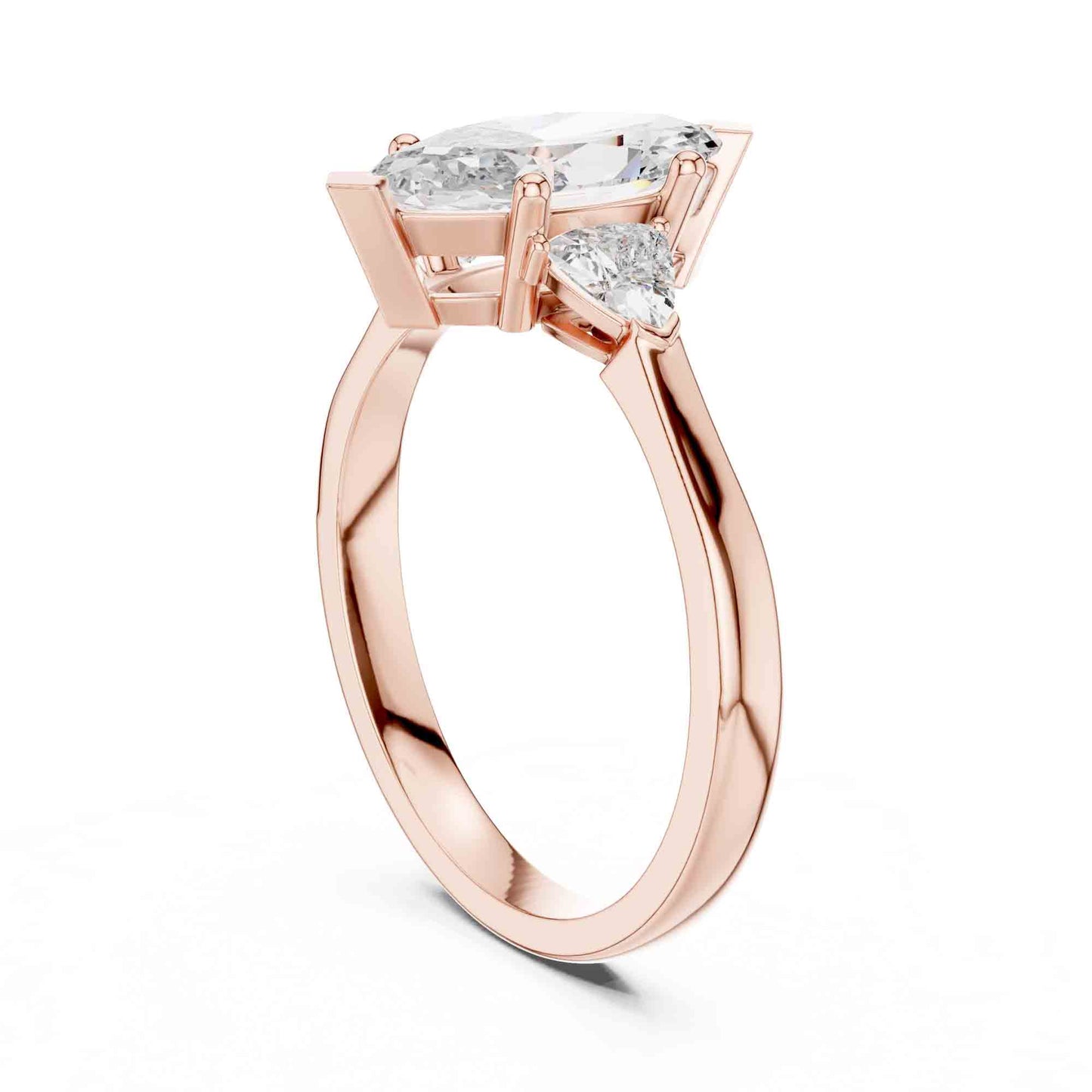 1 Carat Marquise Cut Three Stone Lab Grown Diamond Engagement Ring