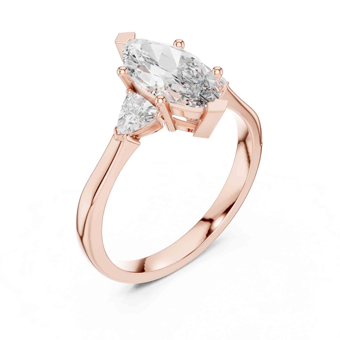 1 Carat Marquise Cut Three Stone Lab Grown Diamond Engagement Ring