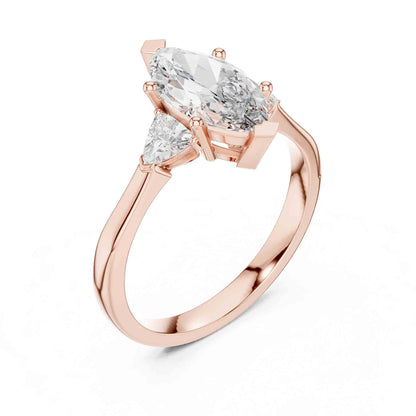 1 Carat Marquise Cut Three Stone Lab Grown Diamond Engagement Ring