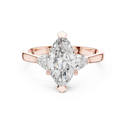 1 Carat Marquise Cut Three Stone Lab Grown Diamond Engagement Ring