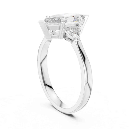 1 Carat Marquise Cut Three Stone Lab Grown Diamond Engagement Ring