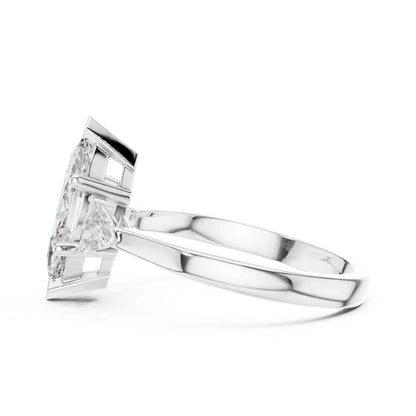 1 Carat Marquise Cut Three Stone Lab Grown Diamond Engagement Ring