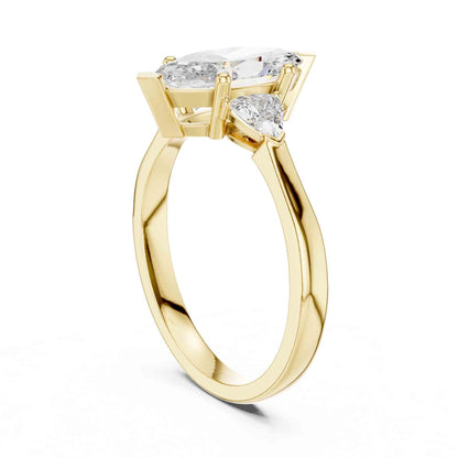 1 Carat Marquise Cut Three Stone Lab Grown Diamond Engagement Ring