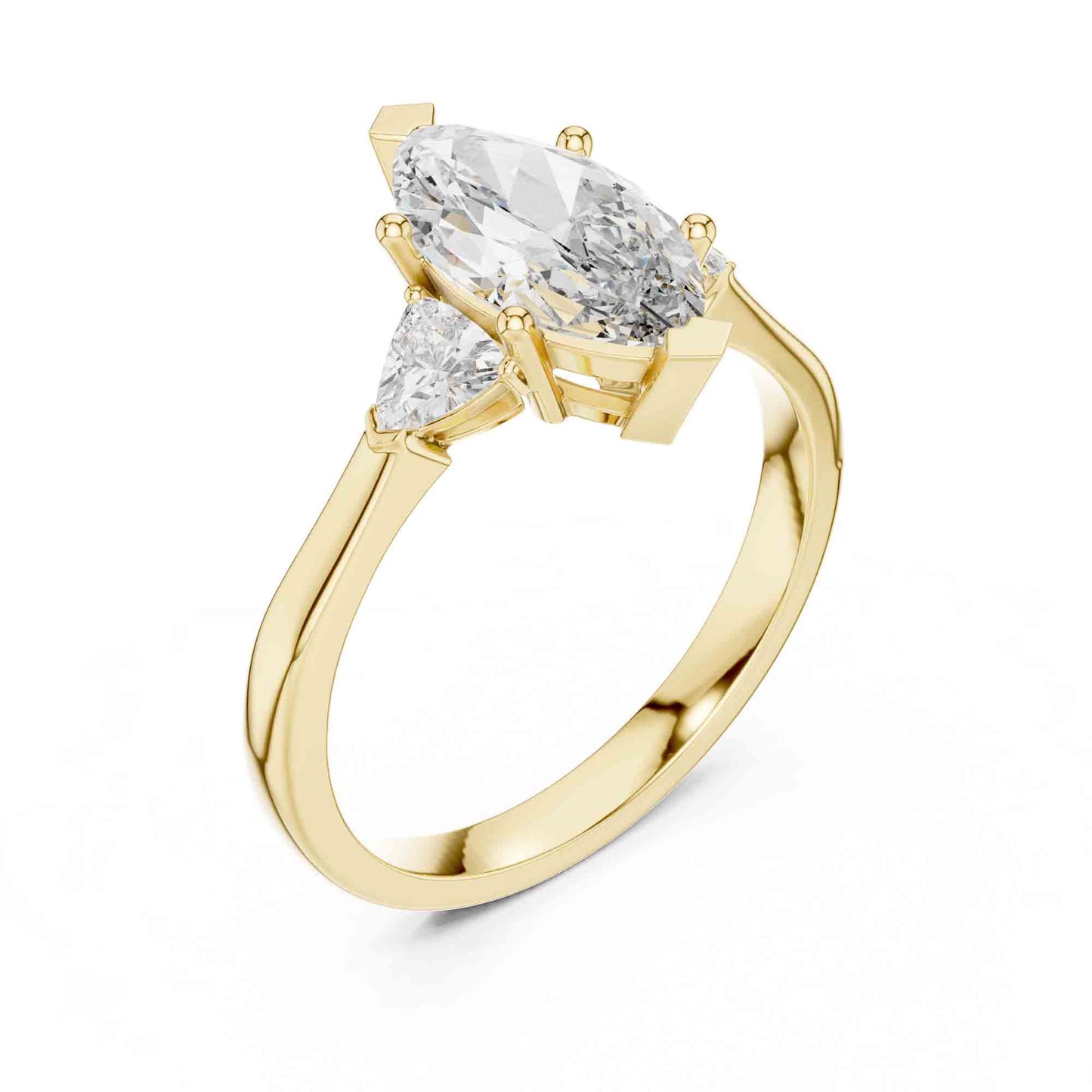 1 Carat Marquise Cut Three Stone Lab Grown Diamond Engagement Ring