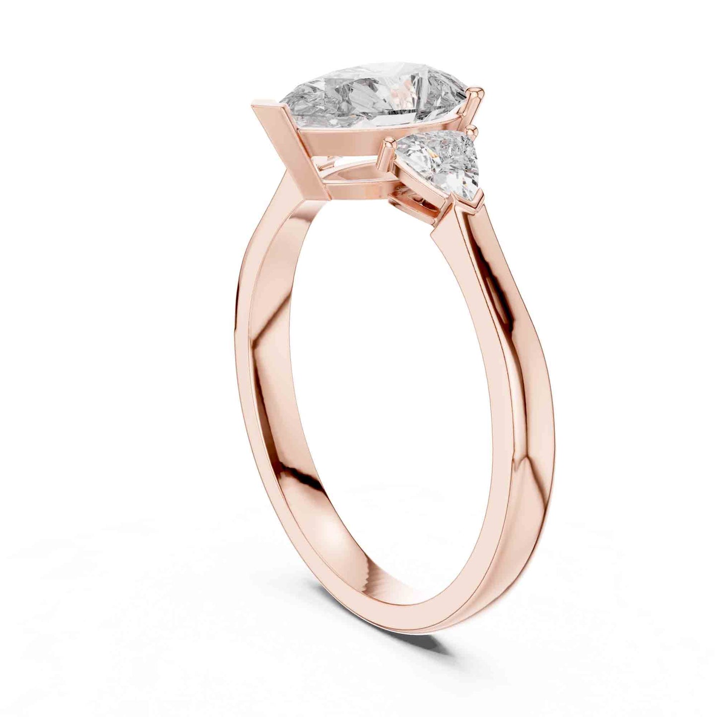 1 Carat Pear & Trillion Shaped Three-Stone Lab Grown Diamond Engagement Ring