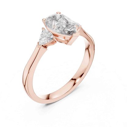 1 Carat Pear & Trillion Shaped Three-Stone Lab Grown Diamond Engagement Ring