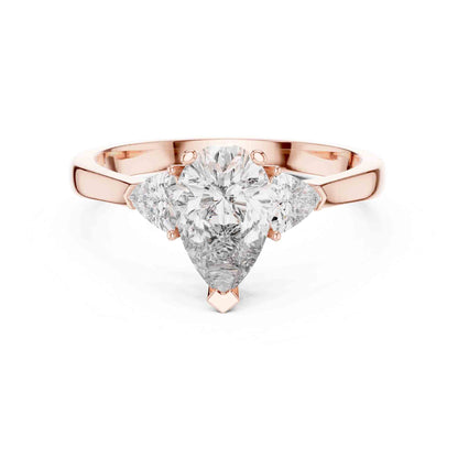1 Carat Pear & Trillion Shaped Three-Stone Lab Grown Diamond Engagement Ring