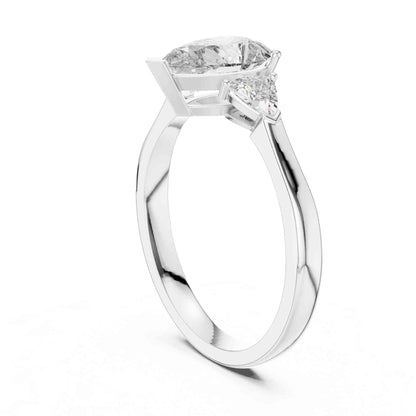 1 Carat Pear & Trillion Shaped Three-Stone Lab Grown Diamond Engagement Ring