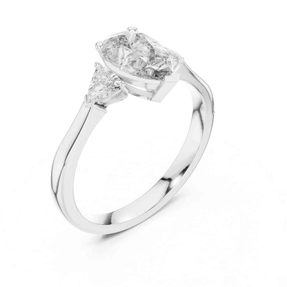 1 Carat Pear & Trillion Shaped Three-Stone Lab Grown Diamond Engagement Ring