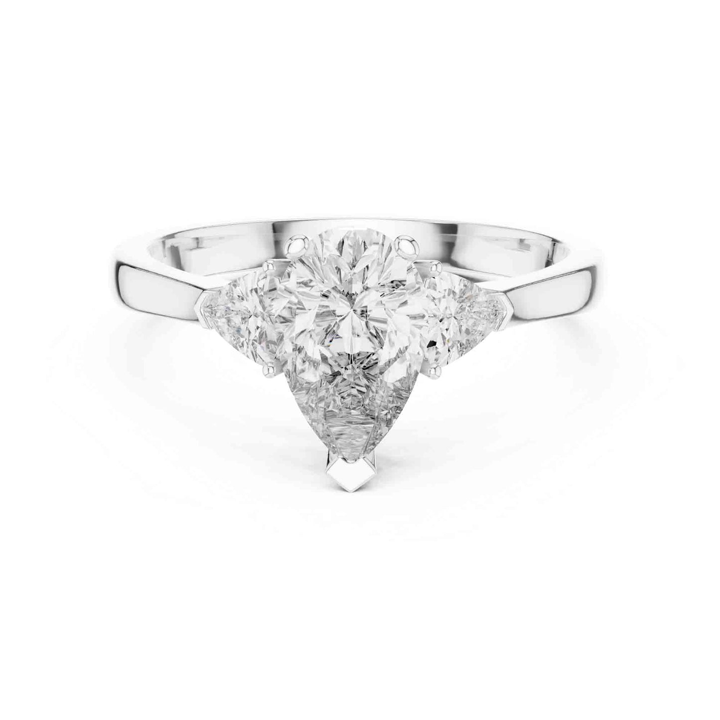 1 Carat Pear & Trillion Shaped Three-Stone Lab Grown Diamond Engagement Ring