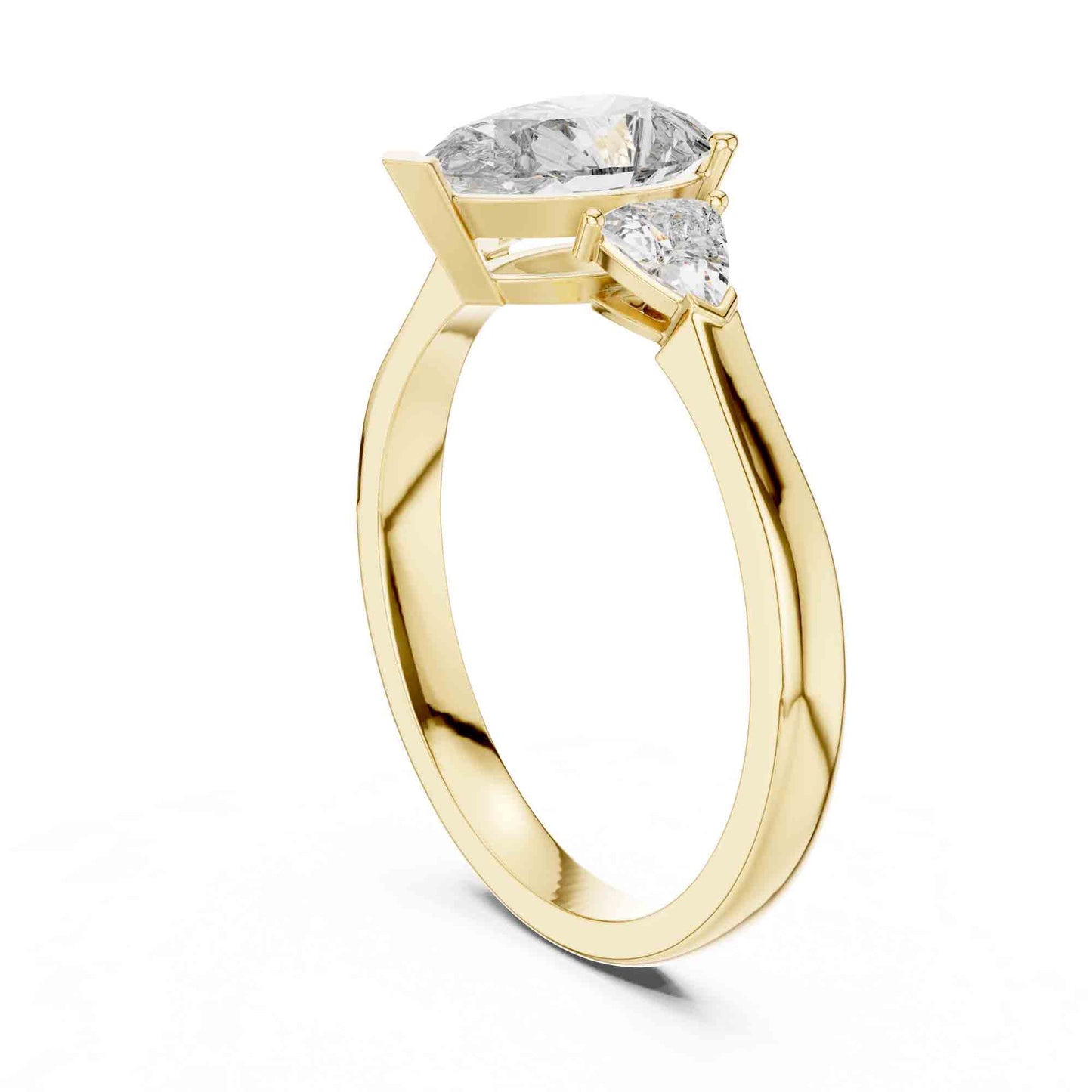 1 Carat Pear & Trillion Shaped Three-Stone Lab Grown Diamond Engagement Ring