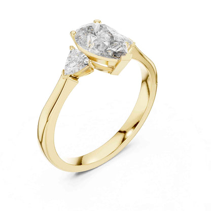 1 Carat Pear & Trillion Shaped Three-Stone Lab Grown Diamond Engagement Ring