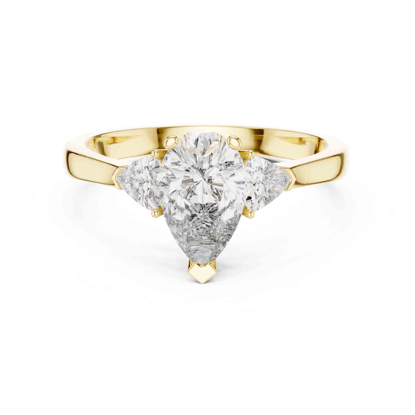 1 Carat Pear & Trillion Shaped Three-Stone Lab Grown Diamond Engagement Ring