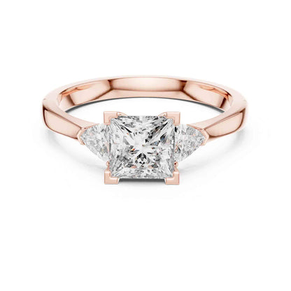 1 Carat Princess Cut Lab Grown Diamond Solitaire with Trillion Side Stones
