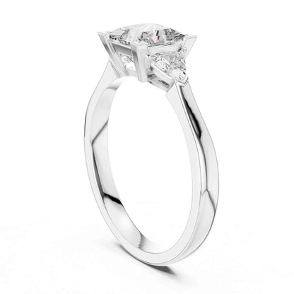1 Carat Princess Cut Lab Grown Diamond Solitaire with Trillion Side Stones