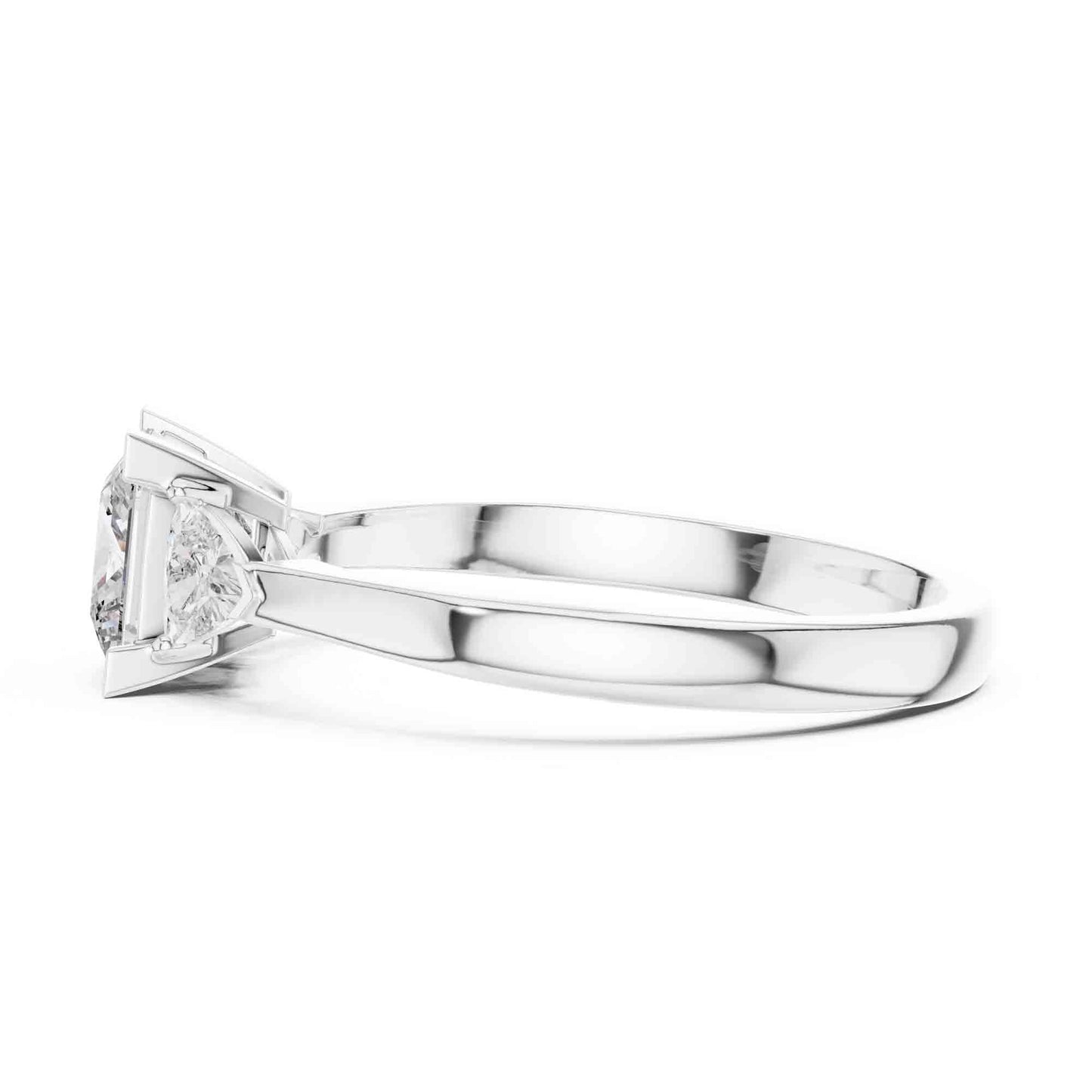 1 Carat Princess Cut Lab Grown Diamond Solitaire with Trillion Side Stones