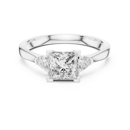 1 Carat Princess Cut Lab Grown Diamond Solitaire with Trillion Side Stones