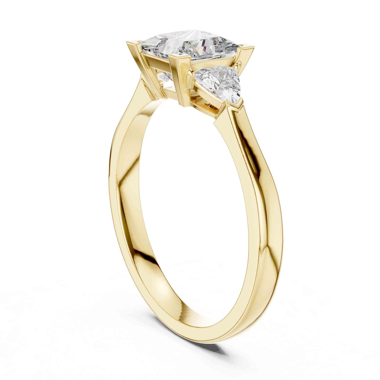 1 Carat Princess Cut Lab Grown Diamond Solitaire with Trillion Side Stones