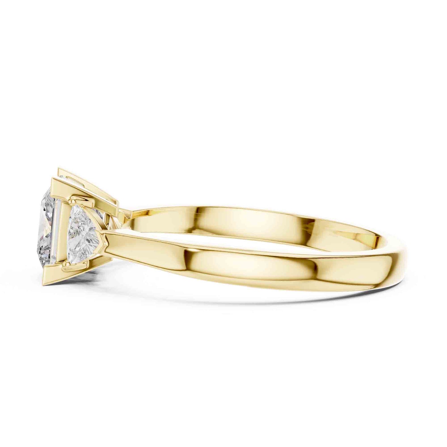 1 Carat Princess Cut Lab Grown Diamond Solitaire with Trillion Side Stones