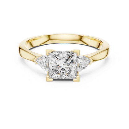 1 Carat Princess Cut Lab Grown Diamond Solitaire with Trillion Side Stones