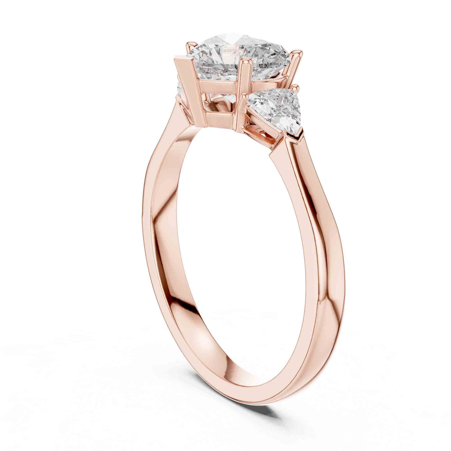 1 Carat Heart Three-Stone Lab Grown Diamond Ring With Trillion Side Diamonds