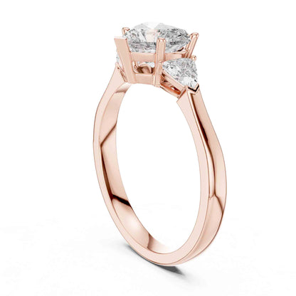1 Carat Heart Three-Stone Lab Grown Diamond Ring With Trillion Side Diamonds