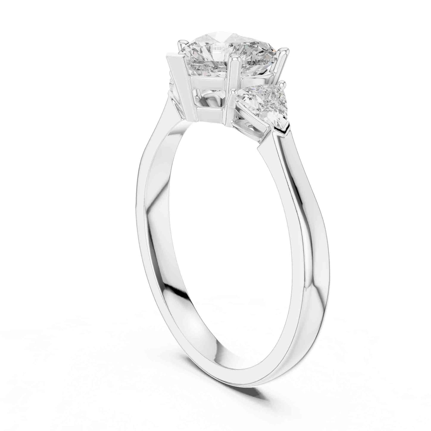 1 Carat Heart Three-Stone Lab Grown Diamond Ring With Trillion Side Diamonds
