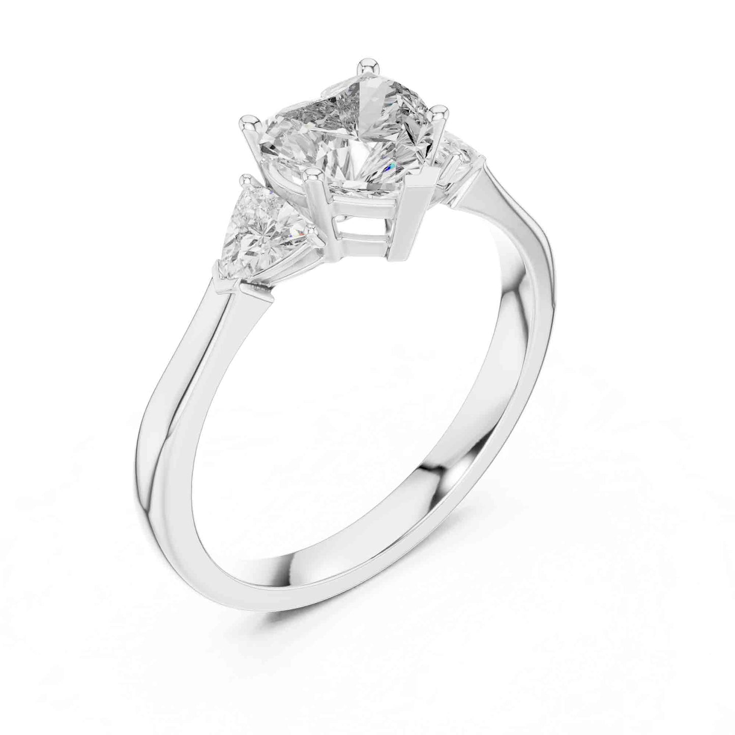 1 Carat Heart Three-Stone Lab Grown Diamond Ring With Trillion Side Diamonds