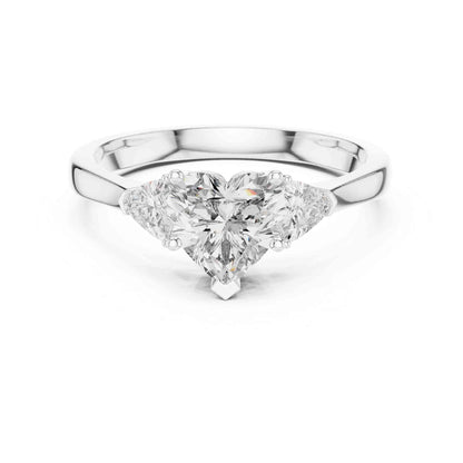 1 Carat Heart Three-Stone Lab Grown Diamond Ring With Trillion Side Diamonds