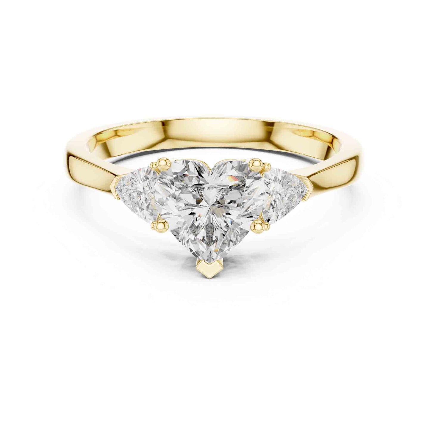 1 Carat Heart Three-Stone Lab Grown Diamond Ring With Trillion Side Diamonds