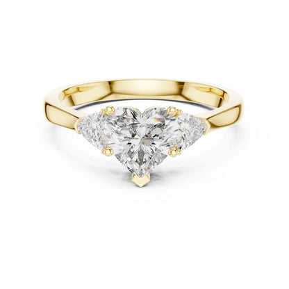 1 Carat Heart Three-Stone Lab Grown Diamond Ring With Trillion Side Diamonds