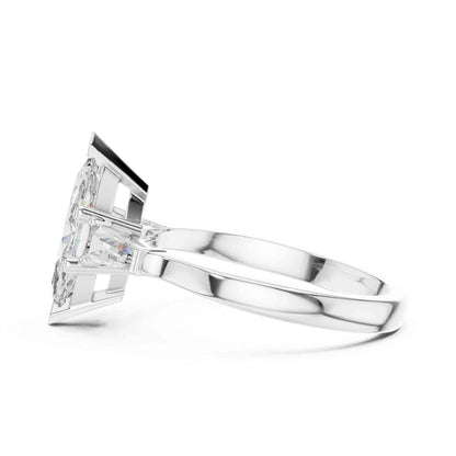 1 Carat Marquise Cut Lab GrownDiamond Ring with Baguette Side Stones