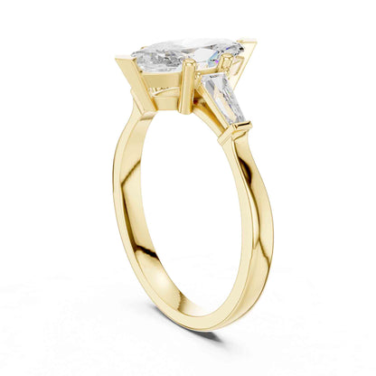 1 Carat Marquise Cut Lab GrownDiamond Ring with Baguette Side Stones
