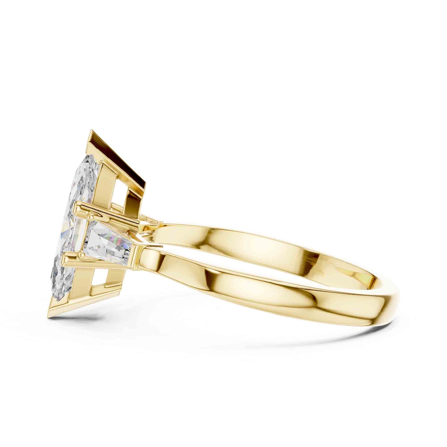 1 Carat Marquise Cut Lab GrownDiamond Ring with Baguette Side Stones