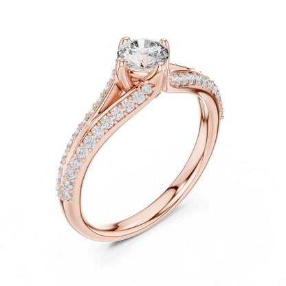 0.50 Carat Round Lab Diamond Solitaire Ring with Pavé Split Band