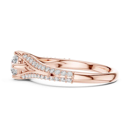 0.50 Carat Round Lab Diamond Solitaire Ring with Pavé Split Band