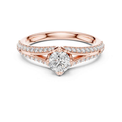 0.50 Carat Round Lab Diamond Solitaire Ring with Pavé Split Band