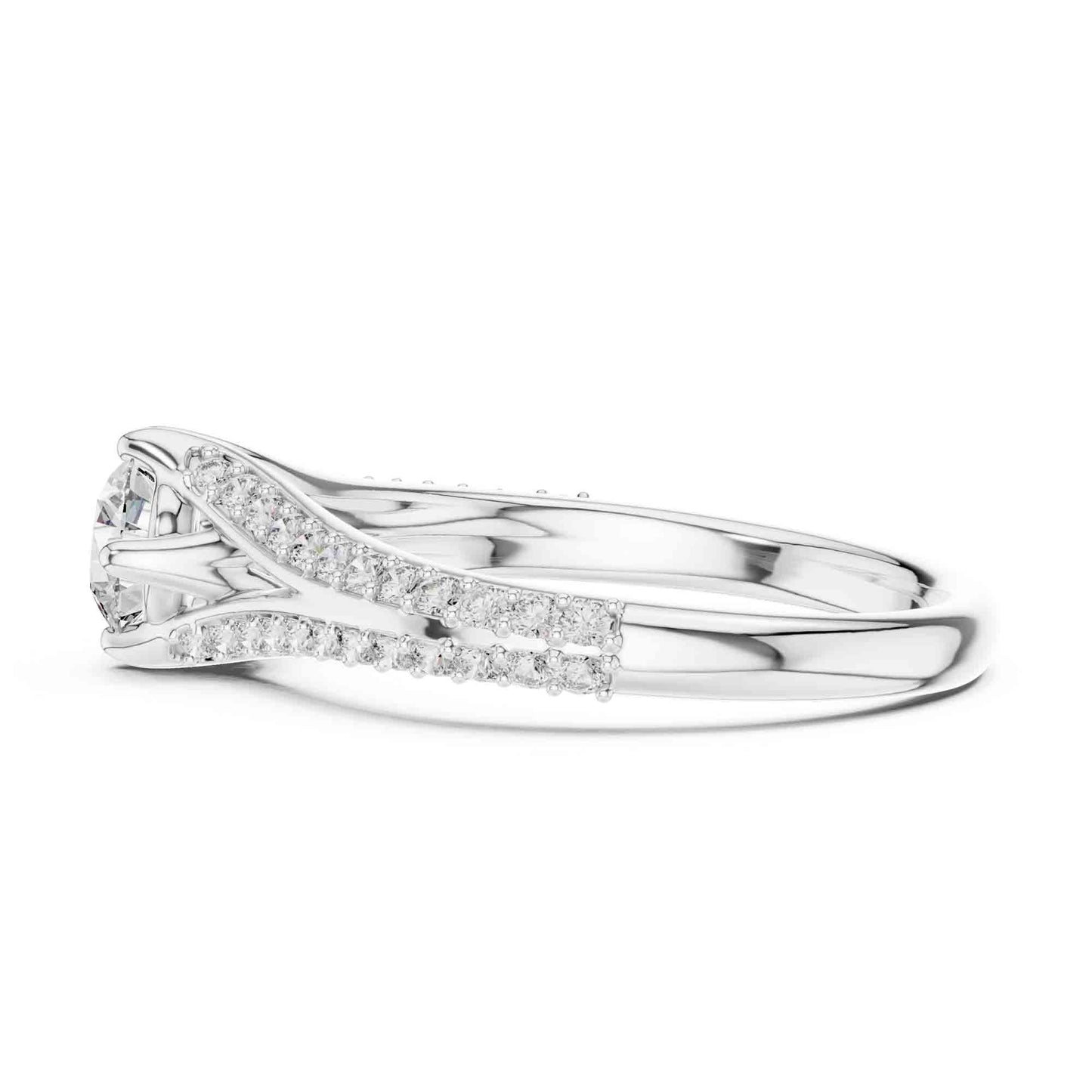 0.50 Carat Round Lab Diamond Solitaire Ring with Pavé Split Band