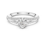 0.50 Carat Round Cut Moissanite Diamond Solitaire Ring with Pavé Split Band